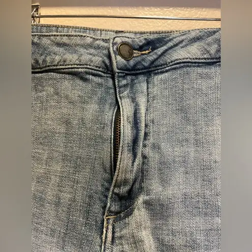 Cosmic Blue Love Jean shorts with white piping down the side size 18W