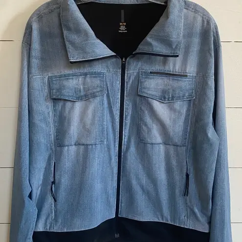 Lucy Activewear Women's indiGO Trucker Jacket Faux Denim Size M Zip Up - EUC