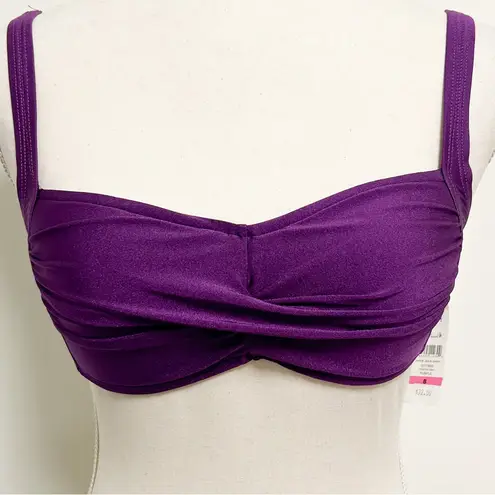 Quintsoul Purple Twisted Front Padded No Underwire Sweetheart Bikini Top NWT 8