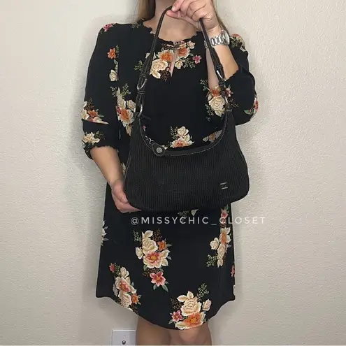 The Sak Woven Crochet Knit Black Shoulder Bag