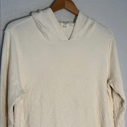 Dylan Cream Hooded Top Crinkly Cotton Long Sleeve Cozy Loungewear Boutique