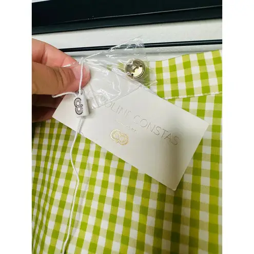 NWT CAROLINE CONSTAS Green White Gingham Checkered Reina Bubble Mini Skirt S