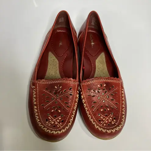 Thom McAn dark red leather loafers studded women’s size 8 western style casual