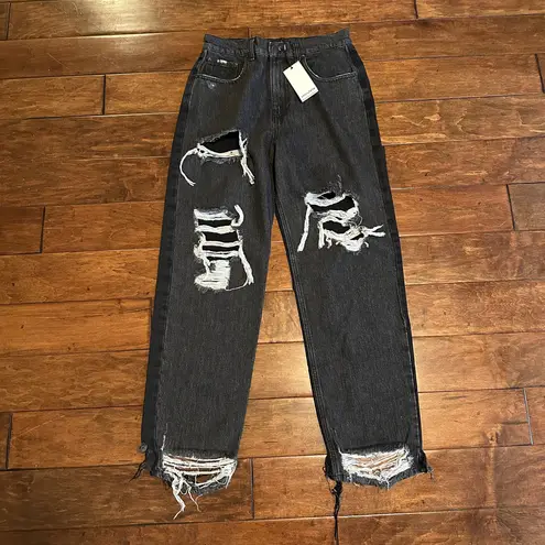 NWT Retrofete Distressed Maggie Jeans Black Size 28