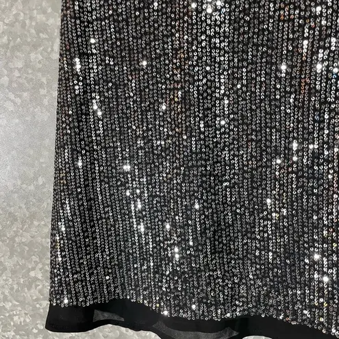 Grace Karin Women's Black & Silver Sequin Party Tank Top - Size Small - Layered