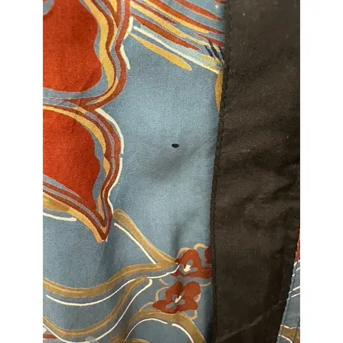 Vintage 100% Silk Blue Floral Bomber Jacket Women's Size XL Shoulder Pads