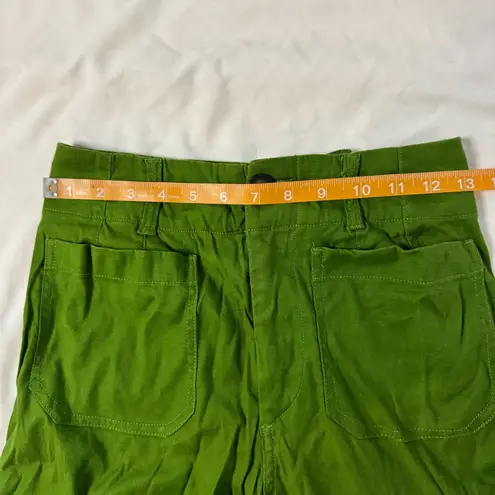 Maeve Anthropologie Colette Wide-Leg Green Pants Linen Blend High Waist Size 24