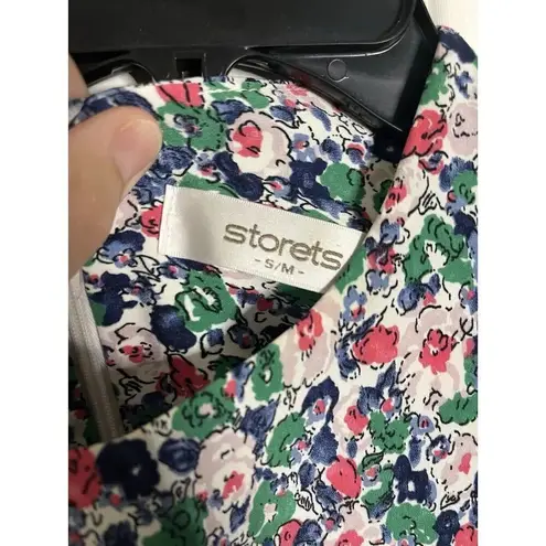 Storets Floral Puff Pleated Sleeve Tulip Hem Mini Ruffle Dress Size S/M Women’s