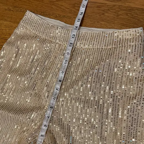 Elegant cream sequined cargo pants size M Size M