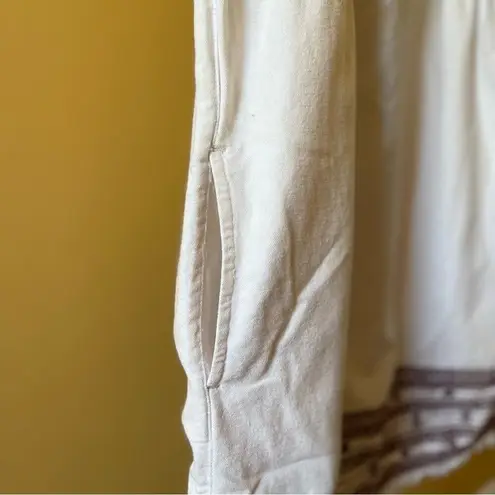 Whistles Selina Embroidered Frayed Cotton Sack Dress Mini Ivory Size 2 Small