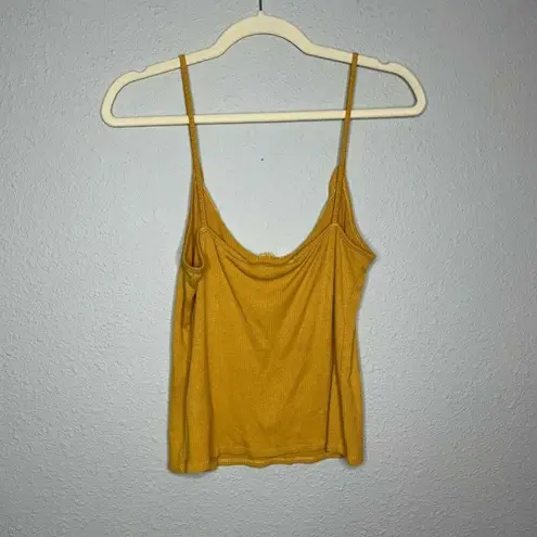 Know One Cares Womens Mustard Yellow Ruffle Scoop Neck Camisole Top Size Large