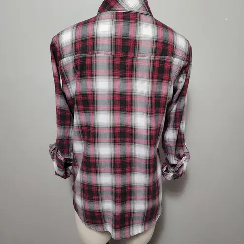 Adam Levine Collection pink & gray plaid roll tab button down size medium