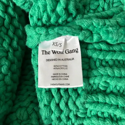 The Wolf Gang Verde Fringe Knit Heavyweight Sweater in Emerald Size XS/S Green