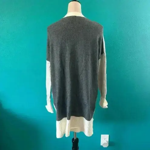 London Kaye Cotton Gray & Black Colorblocked Open Cardigan Topper Layer Size S