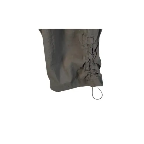 Khombu Womens Woven Capri Pants Nylon Blend Zip Pockets Khaki Green Size S