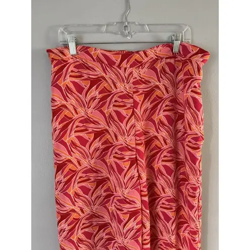 Ashley Park X RTR Pink Tropical Floral Trousers Wide Leg Flowy Vacation Size 12