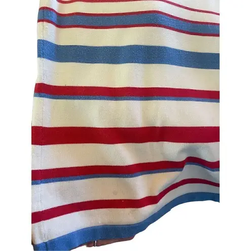 Pendleton Long Sleeve Striped Red White & Blue Scoop Neck Silk Blend Vintage Swe
