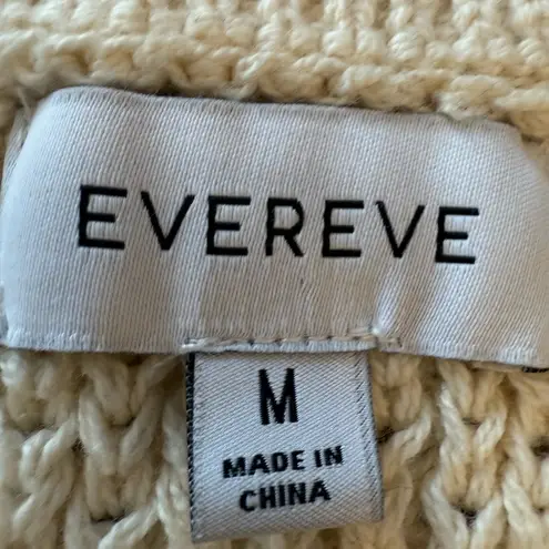 Evereve Clarissa Sweater Tank Crochet Ribbed Knit Striped M Cream & Navy Blue
