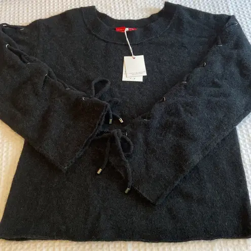 n:philanthropy NEW! $228 Amy Lace-Up Sleeve Sweater Black Cat Size Small