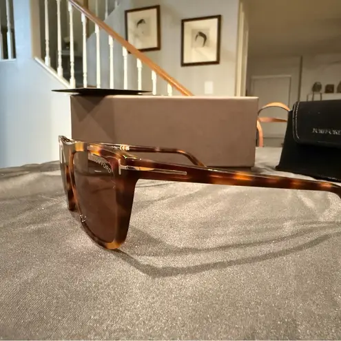 Tom Ford ASLAN FT1175 53E Blonde Havana/Brown Square Sunglasses