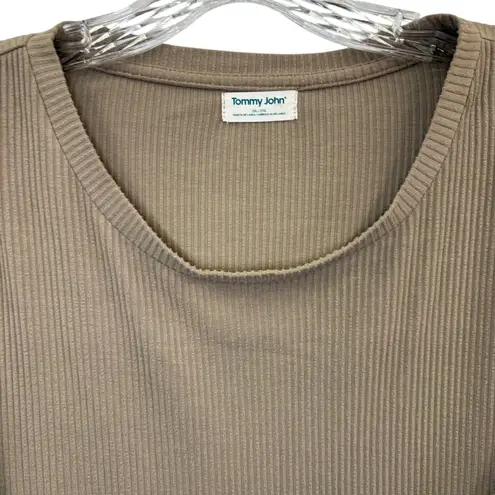 Tommy John Women's Ribbed Lounge Top Long Sleeve Relaxed Fit Pullover 2XL Tan Size XXL