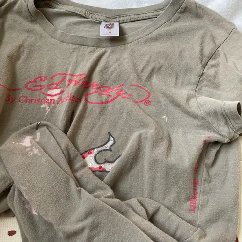 Ed Hardy  x Christian Audigier Distressed Tee Shirt