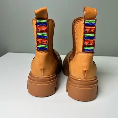Farm Rio Womens Brown Lug Sole Beaded Platform Chelsea Boots Sz 6