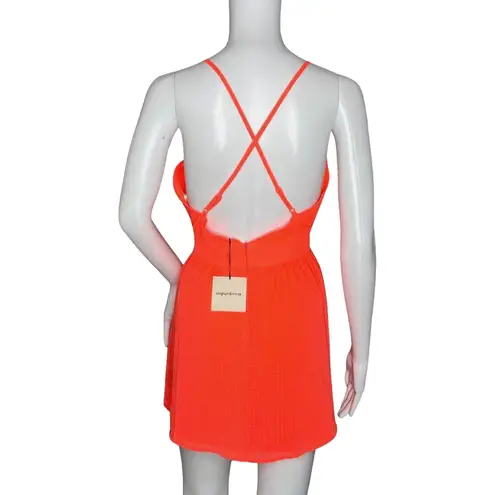 superdown  Dress Women XS Orange Fit & Flare Mini Deep V Sexy Cocktails Party