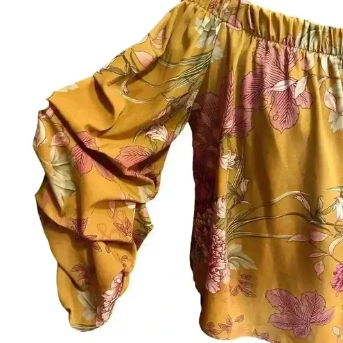 Sans Souci Women’s Size Large Fall Floral Off Shoulder Puff Sleeves Top