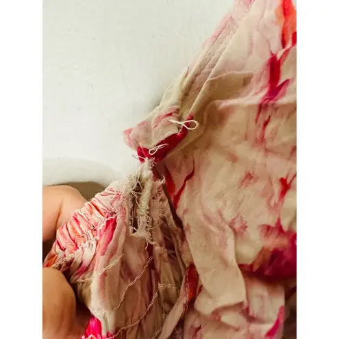 Misa Dina Pink Abstract Rose Floral Off Shoulder Mini Dress Size Extra Small