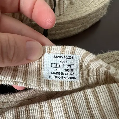 ZARA  Lace Up Striped Espadrille Sandals 40 , US 9.5