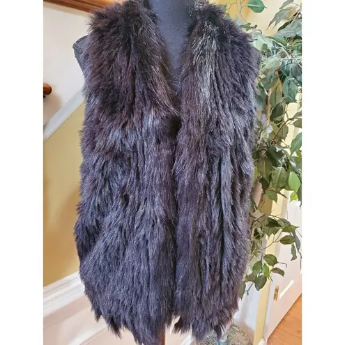 Topshop  Faux Fur Black Fringe Detail Vest sz 8