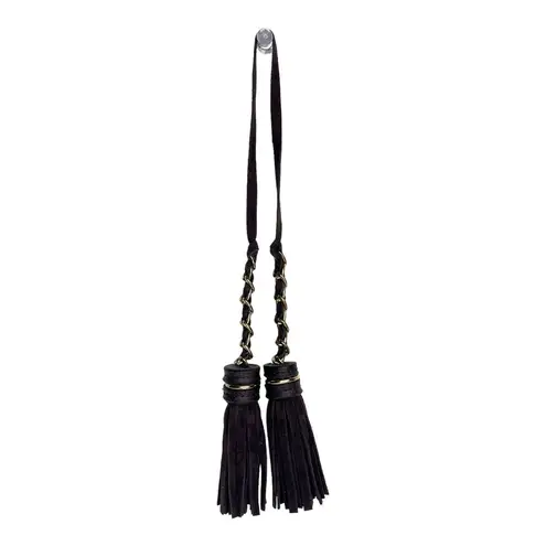 Double Brown Suede Leather & Gold Chain TASSELS for Handbag Purse Luggage FOB