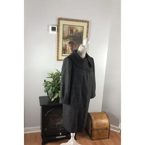 Anne Klein Ann Klein Black and Grey Size S tweed Coat