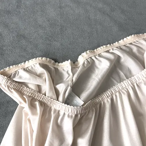 Bali Vintage Half Slip Skirt Plus Size 2X Walking Slit Lace USA Dusty Pink Beige