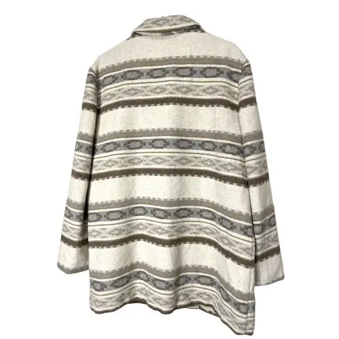 Vintage Casablanca Wool Blend Southwestern Aztec Blazer Coat Size 14 Tan