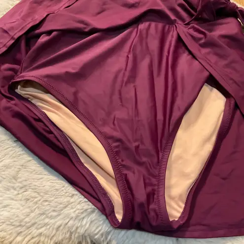 J.Crew J. Cew Re-Imagined Swim‎ Dress Size 8 Halter Onepiece Burgundy Wine Wrap Women's