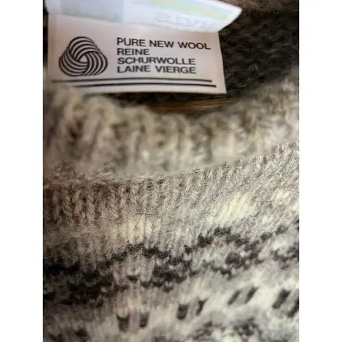 North Star Women's Size M Nordic Print Wool Pullover Sweater Neutral Gray Cream Size M