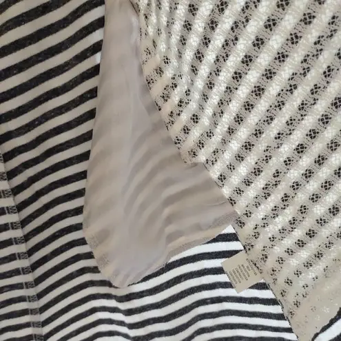 Skies Are Blue Striped Open Front Hooded Top Sweatshirt Hoodie Womens S Pockets