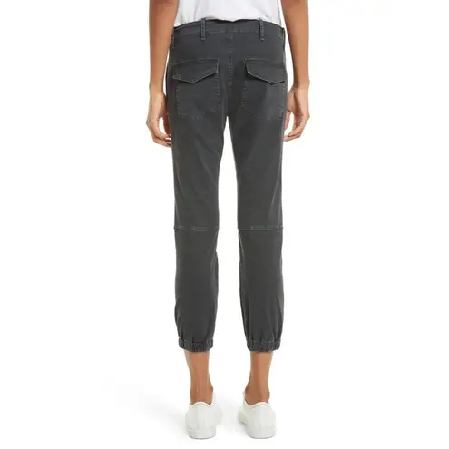 NILI LOTAN Cropped Military Pants Jogger Stretch Cotton Twill Black size 8