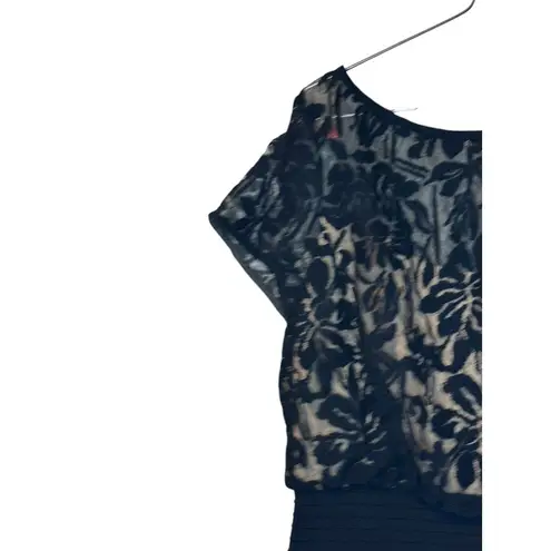 Tadashi Shoji Women's Dress Lace Blouson Waist Embroidered Lace Cap Sleeve Sz.12