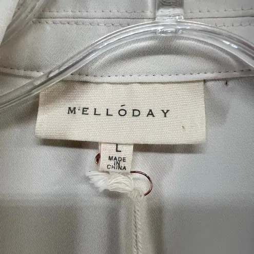 MELLODAY Vince Double Breasted Vest Womens L Cream Tie Belt Modern Timeless NEW