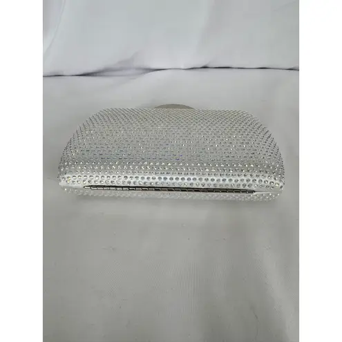 Rhinestone Evening Clutch Bag Sparkly Party Prom Bridal Silver