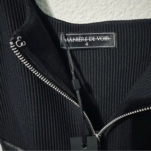 Maniere De Voir Women Black Cut Out Chained Full Front Zipper Mini Dress Sz 4