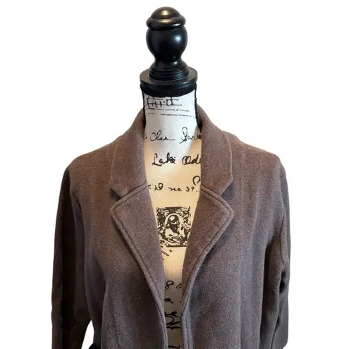 Quince Organic Cotton Knit Cardigan Blazer Brown Size Large Open Front Pockets