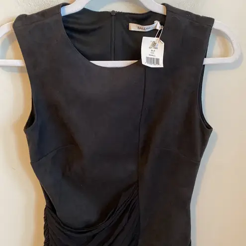 Bailey44 Black Faux Suede Ruched Sleeveless Dress