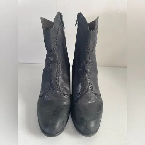 Sesto Meucci Sleek Western Zip Style Charcoal Weave Granny Ankle boots Booties 6