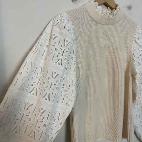 Sea New York - Iris Sweater Eyelet Statement Sleeves Wool Quite Luxury Classic