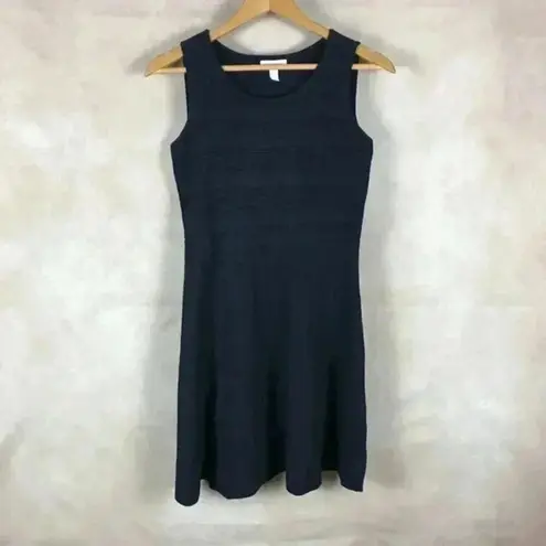 Charter Club Fit & Flare Ribbed Knit Black Dress P/S