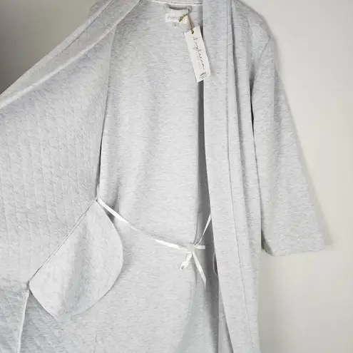 NWT Daydream by Berkshire Quilted Robe Light Grey Pockets Cotton Blend Size L Size L
